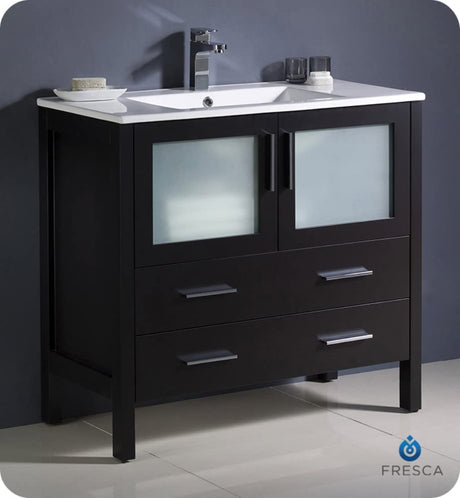 Fresca FCB6236ES-I Fresca Torino 36" Espresso Modern Bathroom Cabinet w/ Integrated Sink