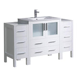 Fresca FCB62-123012WH-I Fresca Torino 54" White Modern Bathroom Cabinets w/ Integrated Sink