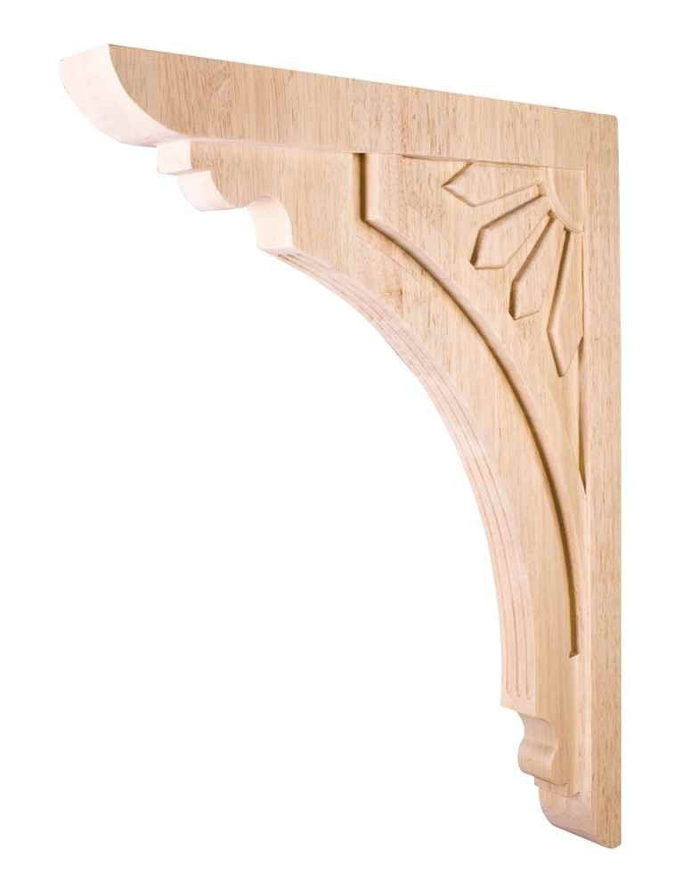 Hardware Resources COR5-5RW 2" W x 16-7/8" D x 22" H Rubberwood Art Deco Corbel