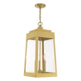 Livex Lighting 20860-12 Oslo - 24.5" Three Light Outdoor Hanging Lantern, Satin Brass Finish with Clear Glass
