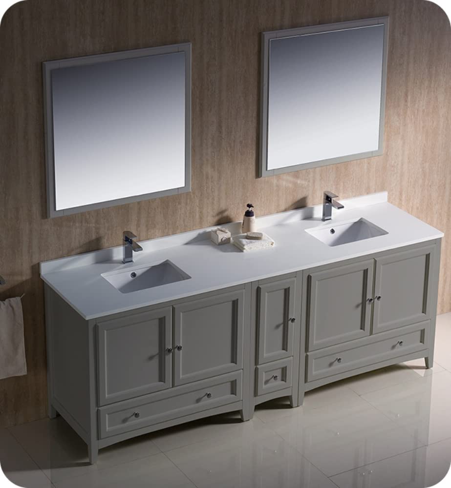 Fresca FVN20-361236GR Fresca Oxford 84" Gray Traditional Double Sink Bathroom Vanity