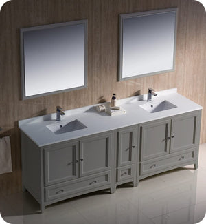 Fresca FVN20-361236GR Fresca Oxford 84" Gray Traditional Double Sink Bathroom Vanity