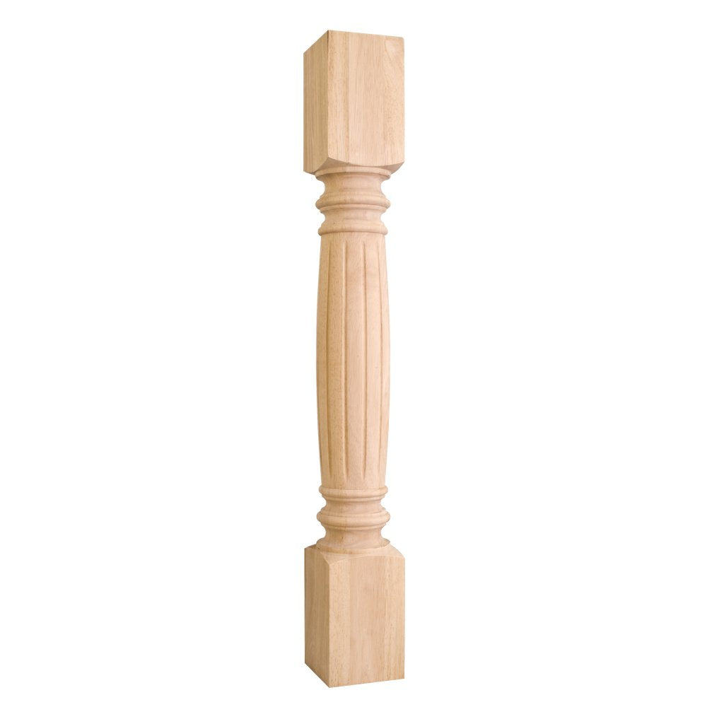 Hardware Resources P19RW 4-1/2" W x 4-1/2" D x 35-1/2" H Rubberwood Fluted Post