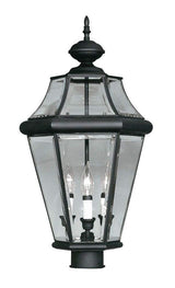 Livex Lighting 2364-04 Outdoor Post with Clear Beveled Glass Shades, Black