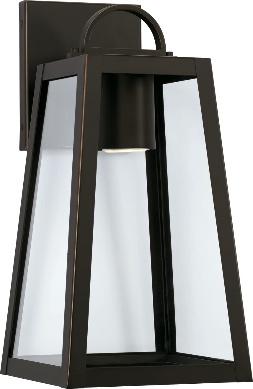 Capital Lighting 943711OZ-GL Leighton 1 Light Outdoor Wall Lantern Oiled Bronze