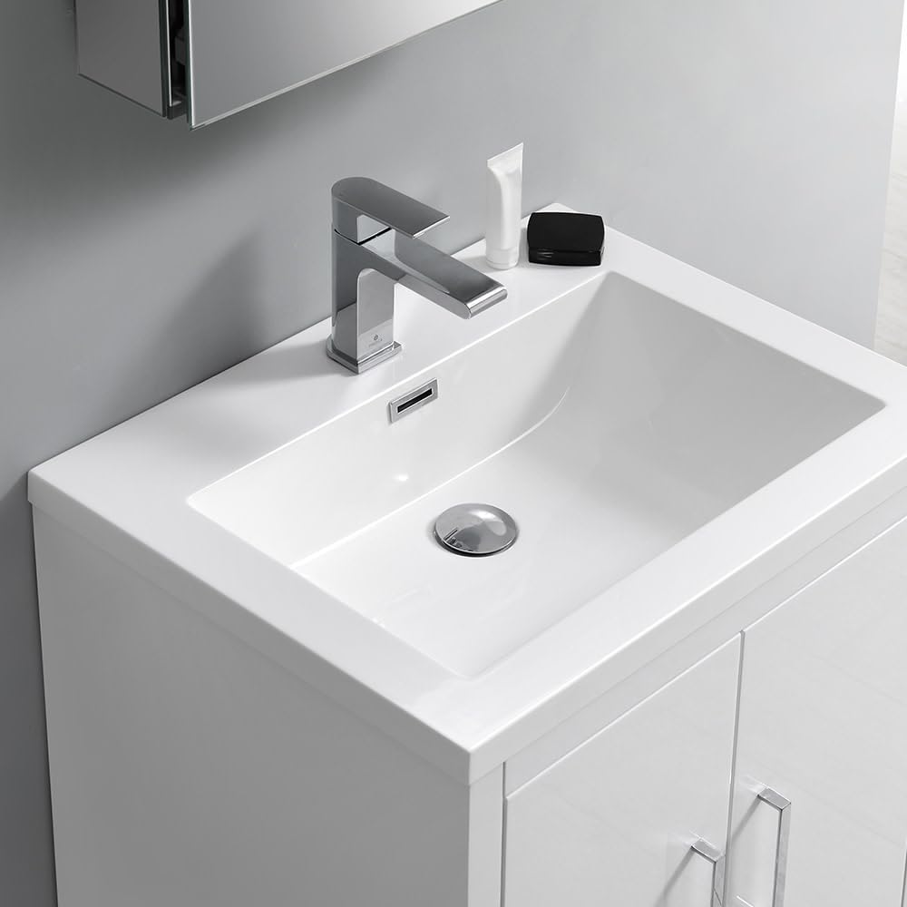 Fresca FCB9430WH-I Fresca Imperia 30" Glossy White Free Standing Modern Bathroom Cabinet w/ Integrated Sink