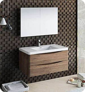 Fresca FVN9040RW Fresca Tuscany 40" Rosewood Wall Hung Modern Bathroom Vanity w/ Medicine Cabinet