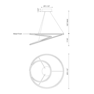 Kuzco PD22332-BN AMPERSAND 32" PD Brushed Nickel 120V TRIAC/ELV LED 3000K 90CRI 67W