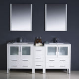 Fresca FVN62-301230GR-UNS Fresca Torino 72" Gray Modern Double Sink Bathroom Vanity w/ Side Cabinet & Integrated Sinks