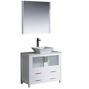 Fresca FVN6236WH-VSL Fresca Torino 36" White Modern Bathroom Vanity w/ Vessel Sink