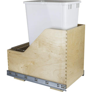 Hardware Resources CAN-WBMS50WH Single 50 Quart Wood Bottom-Mount Soft-close Trashcan Rollout for Hinged Doors, Includes White Can