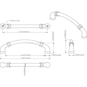 Jeffrey Alexander 445-128DBAC 128 mm Center-to-Center Brushed Oil Rubbed Bronze Marie Cabinet Pull