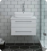 Fresca FCB6124WH-VSL Fresca Lucera 24" White Wall Hung Vessel Sink Modern Bathroom Cabinet