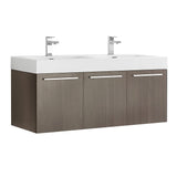 Fresca FCB8092GO-D-I Fresca Vista 48" Gray Oak Wall Hung Double Sink Modern Bathroom Cabinet w/ Integrated Sink