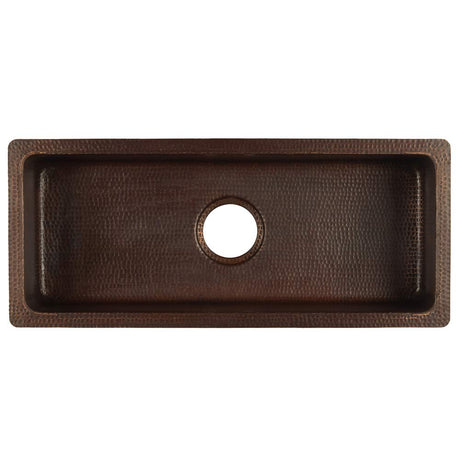 Premier Copper Products BREC28DB 28-Inch Rectangle Hammered Copper Bar/Prep Sink with 3.5-Inch Drain Opening