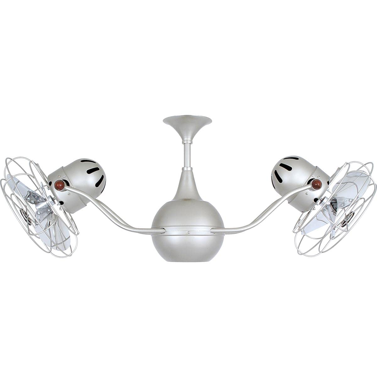 Matthews Fan VB-BN-MTL Vent-Bettina 360° dual headed rotational ceiling fan in brushed nickel finish with metal blades.