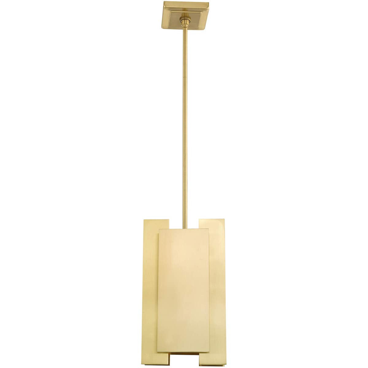 Livex Lighting 40691-12 Varick - One Light Mini Pendant, Satin Brass Finish with Satin Brass Solid Brass Shade
