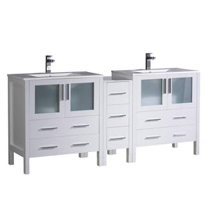 Fresca FCB62-301230WH-I Fresca Torino 72" White Modern Double Sink Bathroom Cabinets w/ Integrated Sinks