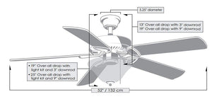 Matthews Fan AM-USA-WH-52-LK America 3-speed ceiling fan in gloss white finish with 52" white blades and light kit (2 x GU24 Socket). Assembled in USA.