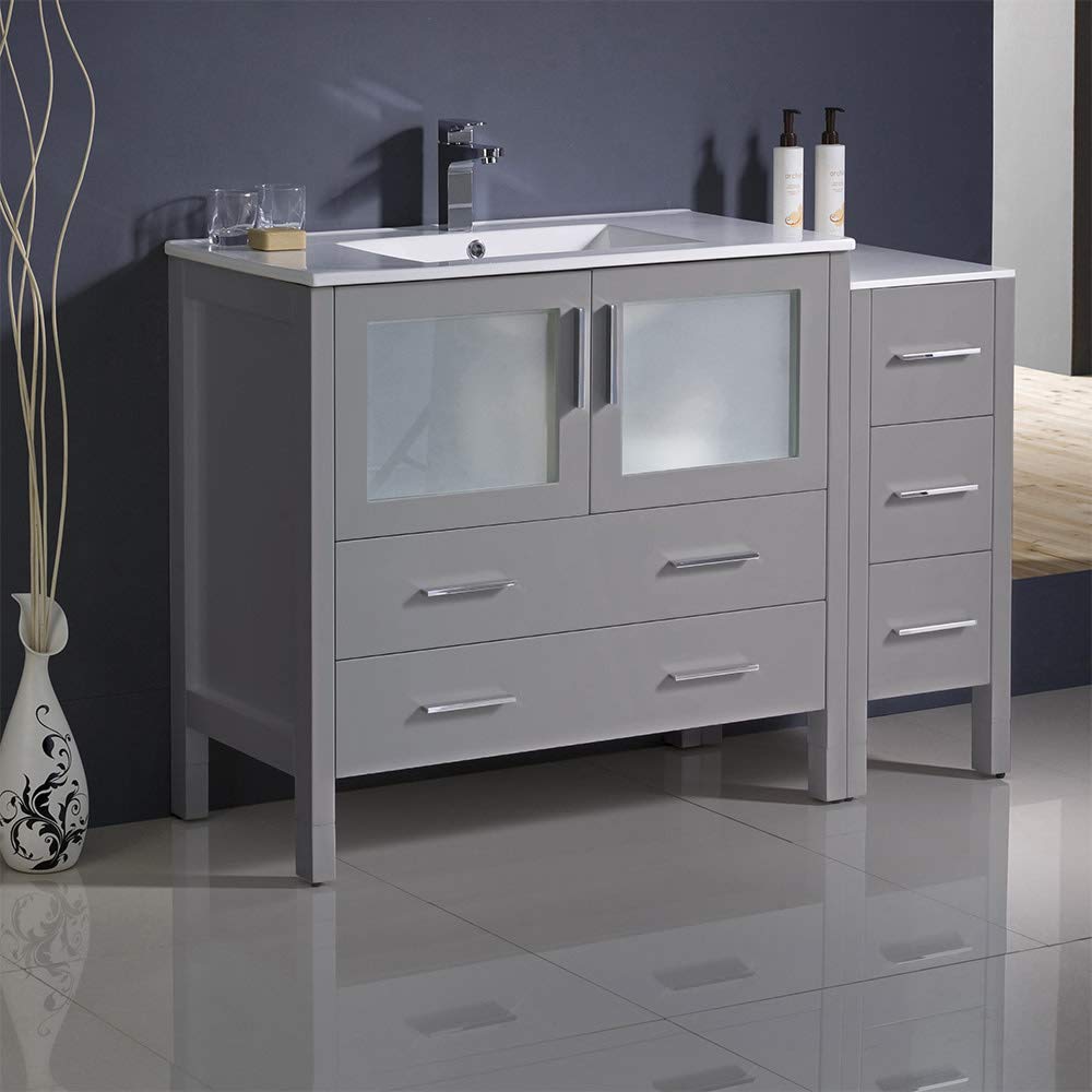 Fresca FCB62-3612GO-I Fresca Torino 48" Gray Oak Modern Bathroom Cabinet w/ Integrated Sink