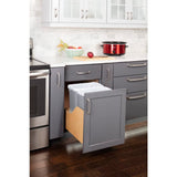 Hardware Resources CDM-WBMD3518G Double 35 Quart Wood Bottom-Mount Soft-close Trashcan Pullout for Door Mounting, Includes Two Grey Cans