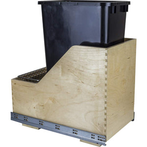 Hardware Resources CAN-WBMS50B Single 50 Quart Wood Bottom-Mount Soft-close Trashcan Rollout for Hinged Doors, Includes Black Can