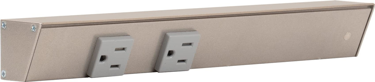 Task Lighting APT12-2G-P-SN-R 12" APT Series Slim Angle Power Strip, Right Entry, Satin Nickel Finish, Grey Receptacles