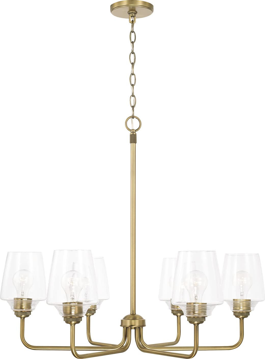 Capital Lighting 442261AD-512 Miller 6 Light Chandelier Aged Brass