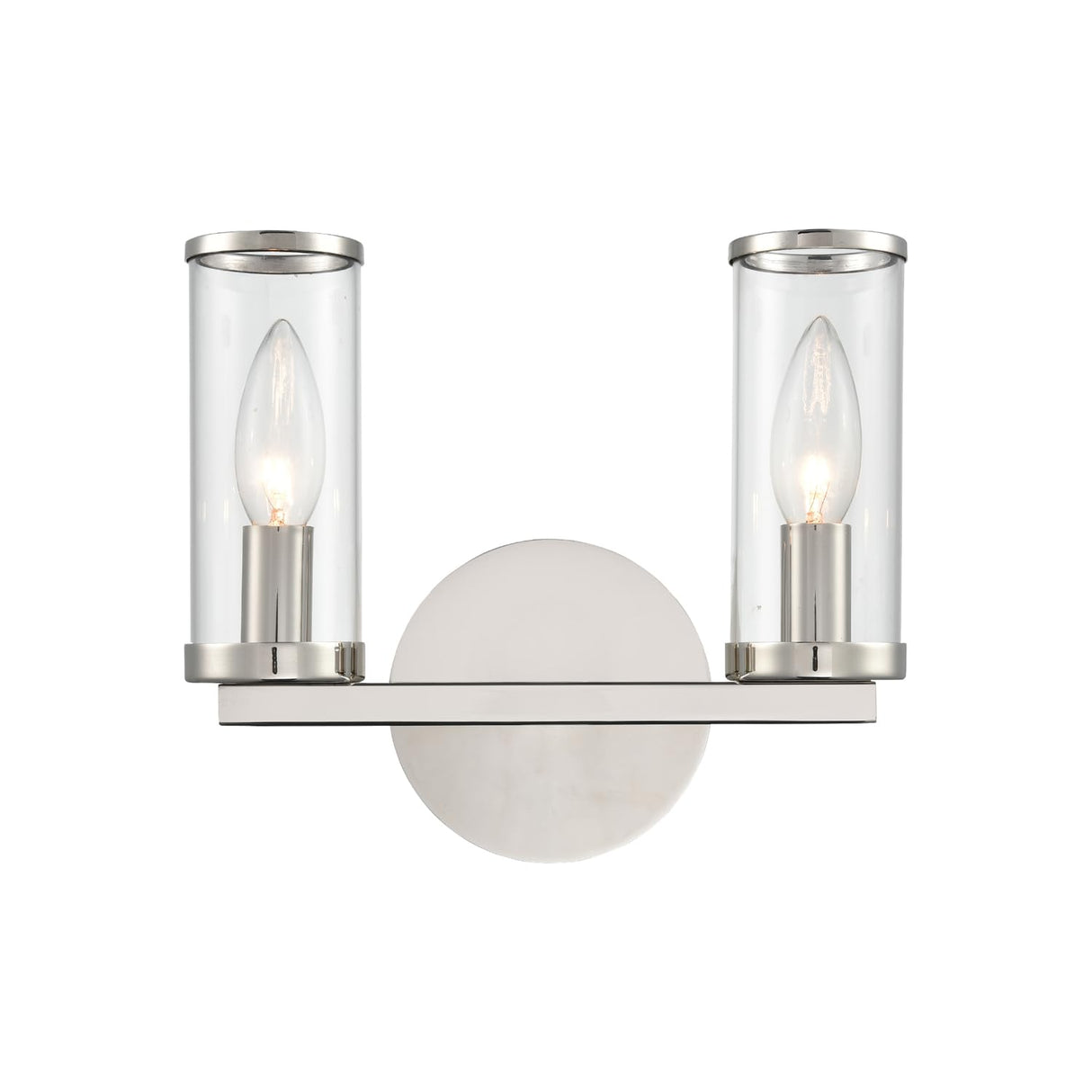 Alora WV309022PNCG REVOLVE WALL VANITY 2 LIGHT POLISHED NICKEL CLEAR GLASS