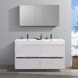 Fresca FVN8460GG-D Fresca Valencia 60" Dark Slate Gray Free Standing Double Sink Modern Bathroom Vanity w/ Medicine Cabinet