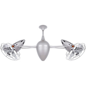 Matthews Fan AR-BN-MTL Ar Ruthiane 360° dual headed rotational ceiling fan in brushed nickel finish with metal blades.