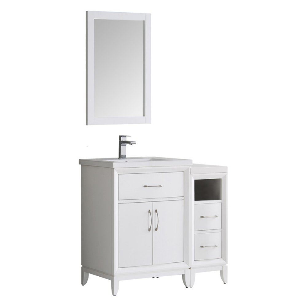 Fresca FVN21-2412WH Fresca Cambridge 36" White Traditional Bathroom Vanity w/ Mirror