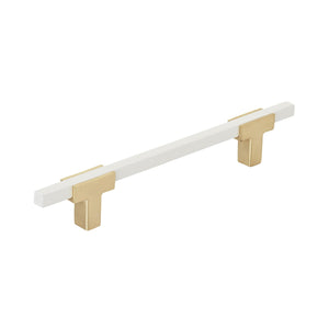 Amerock Cabinet Pull Brushed Gold/White 5-1/16 inch (128 mm) Center to Center Urbanite 1 Pack Drawer Pull Drawer Handle Cabinet Hardware