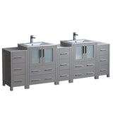 Fresca FCB62-72GR-I Fresca Torino 84" Gray Modern Double Sink Bathroom Cabinets w/ Integrated Sinks