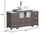 Fresca FCB62-123012GO-CWH-V Fresca Torino 54" Gray Oak Modern Bathroom Cabinets w/ Top & Vessel Sink