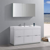 Fresca FVN8460GO Fresca Valencia 60" Gray Oak Free Standing Modern Bathroom Vanity w/ Medicine Cabinet