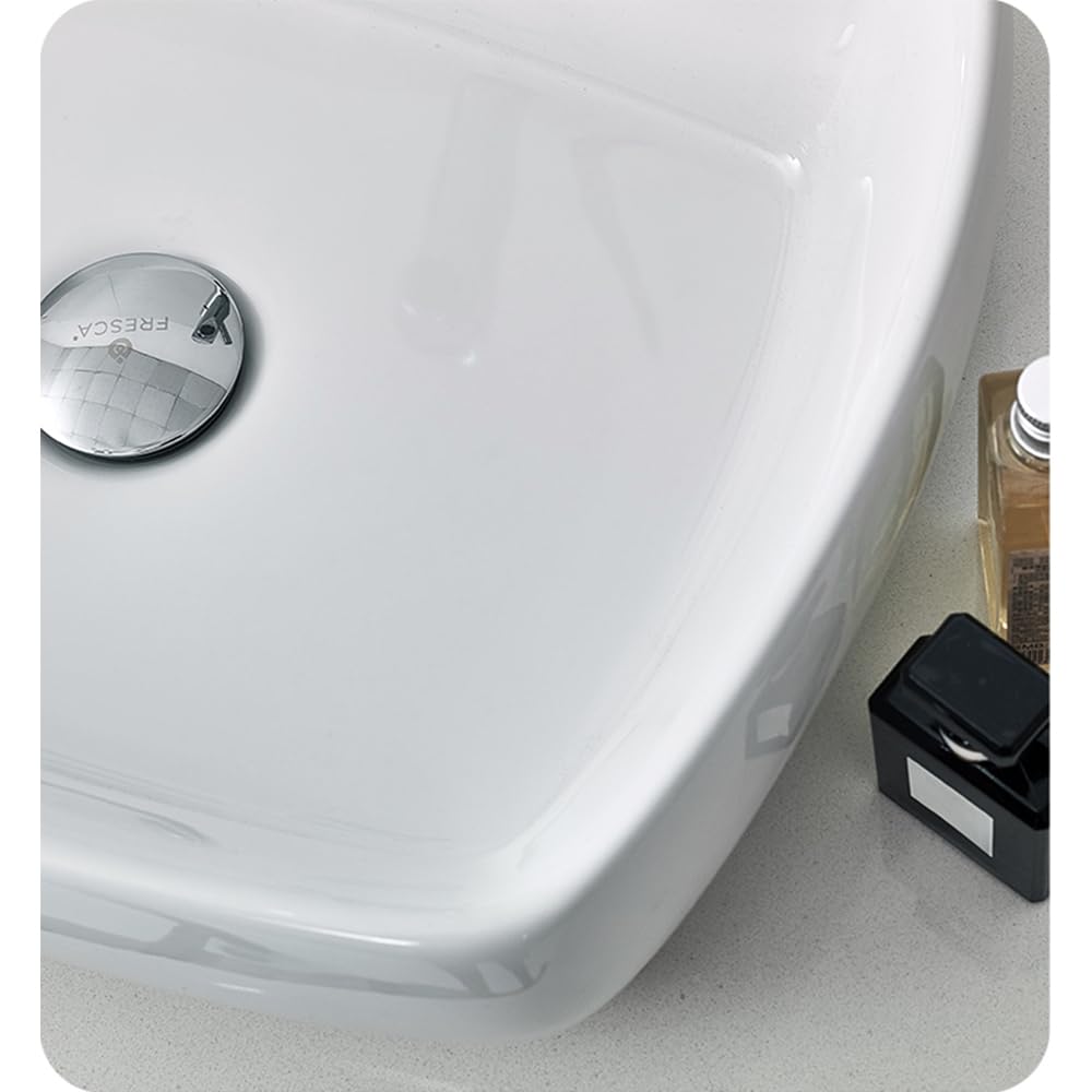 Fresca FVN6124WH-VSL Fresca Lucera 24" White Wall Hung Vessel Sink Modern Bathroom Vanity w/ Medicine Cabinet