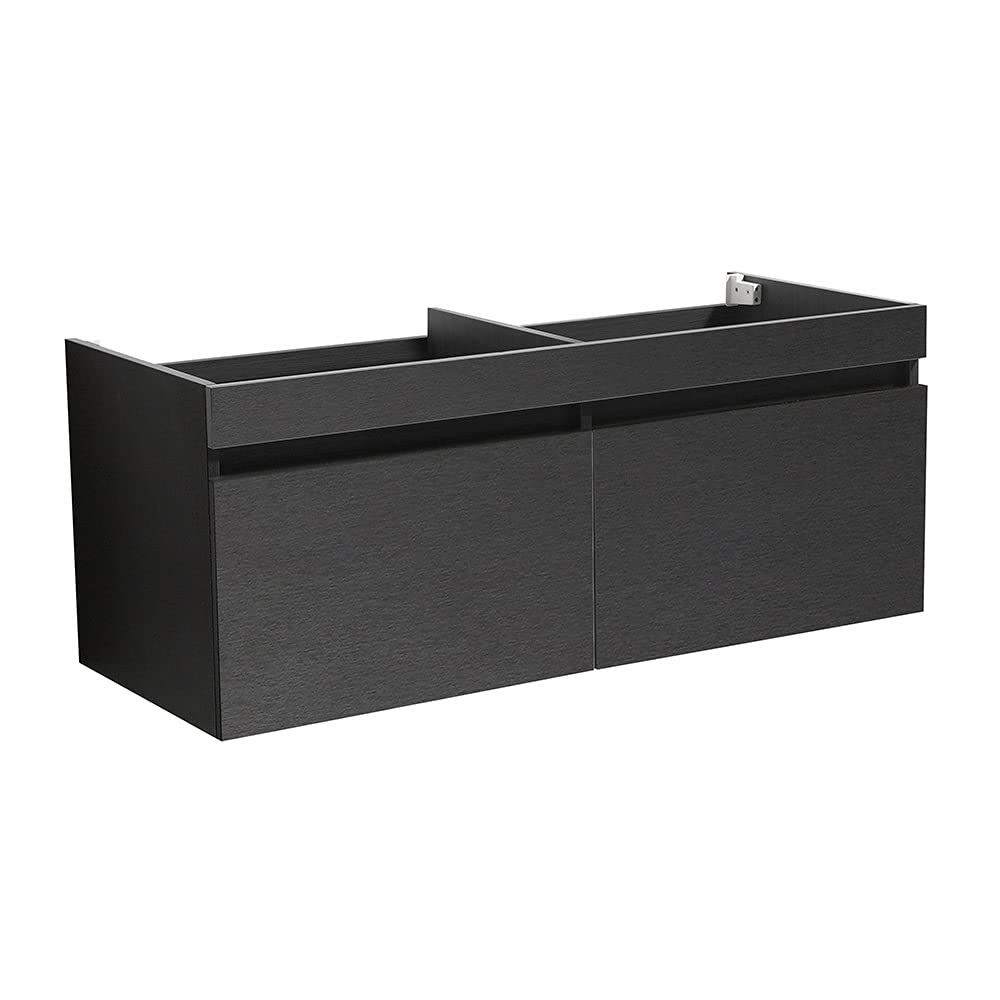 Fresca FCB8012BW Fresca Mezzo 48" Black Wall Hung Double Sink Modern Bathroom Cabinet