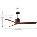 Matthews Fan NK-BK-WA-42 Nan 6-speed ceiling fan in Matte Black finish with 42” solid walnut tone wood blades