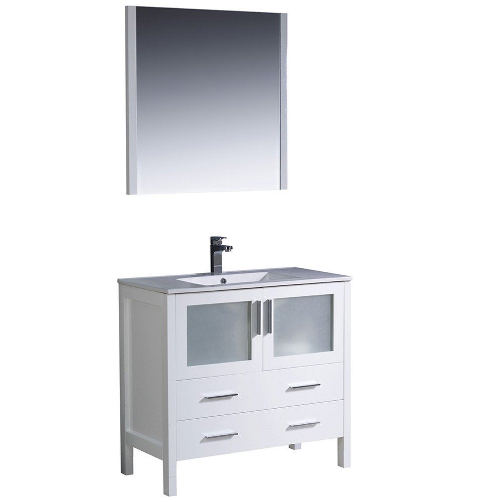 Fresca FVN6236WH-UNS Fresca Torino 36" White Modern Bathroom Vanity w/ Integrated Sink