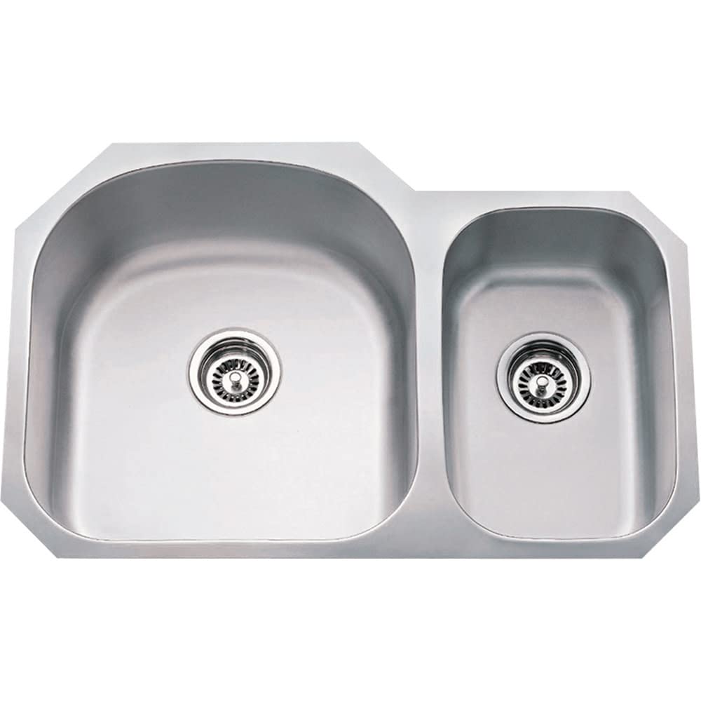 Hardware Resources 807L 31-1/2" L x 20-1/2" W x 9" D Undermount 18 Gauge Stainless Steel 70/30 Double Bowl Sink