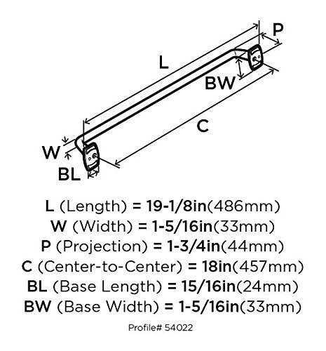 Amerock BP54022G10 Rochdale 18 in (457 mm) Center-to-Center Satin Nickel Appliance Pull