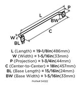 Amerock BP54022G10 Rochdale 18 in (457 mm) Center-to-Center Satin Nickel Appliance Pull