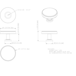 Jeffrey Alexander 171L-BNBDL 1-3/4" Diameter Brushed Pewter Richard Cabinet Knob