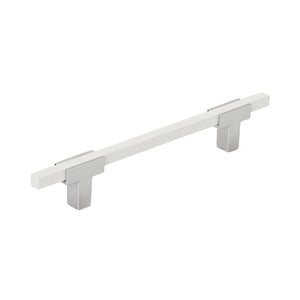 Amerock Cabinet Pull Polished Chrome/White 5-1/16 inch (128 mm) Center to Center Urbanite 1 Pack Drawer Pull Drawer Handle Cabinet Hardware