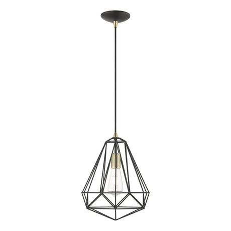 Livex Lighting 41324-14 Knox Pendant Textured Black with Polished Chrome Accents