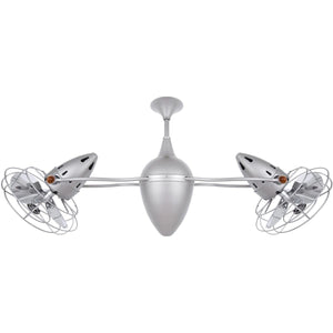 Matthews Fan AR-BN-MTL Ar Ruthiane 360° dual headed rotational ceiling fan in brushed nickel finish with metal blades.
