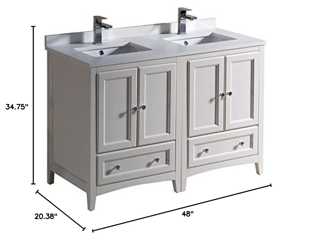 Fresca FCB20-2424AW-CWH-U Double Sink Cabinets with Sinks