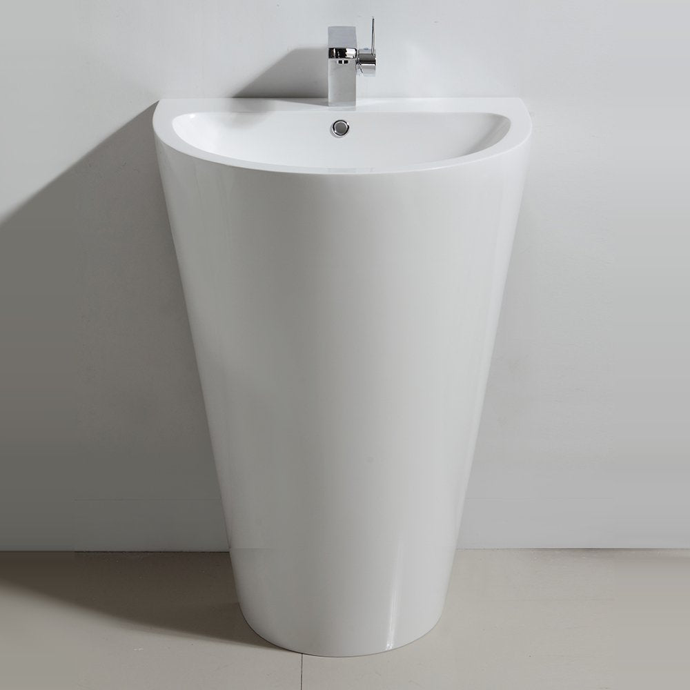 Fresca FVN5023WH Fresca Parma 24" White Pedestal Sink w/ Medicine Cabinet - Modern Bathroom Vanity