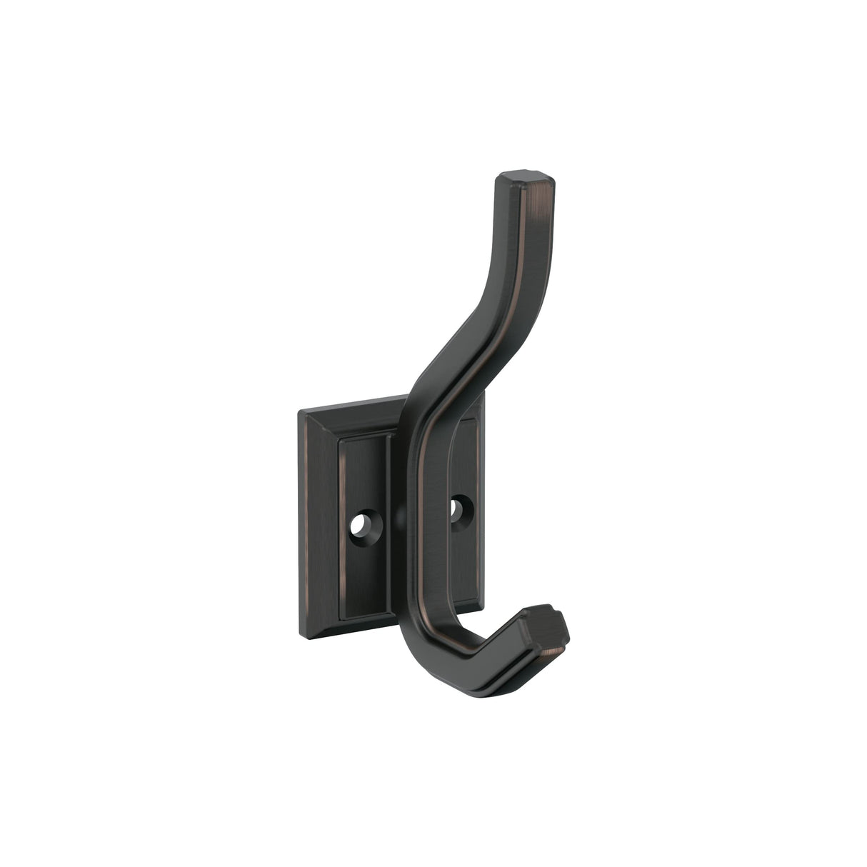 Amerock H37005ORB Aliso Double Prong Decorative Wall Hook Oil Rubbed Bronze Hook for Coats, Hats, Backpacks, Bags Hooks for Bathroom, Bedroom, Closet, Entryway, Laundry Room, Office